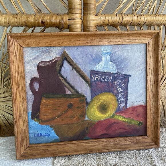Vintage Painting Spices Kitchen Counter Colorful 9.5” X 11.5” Signed 1959 - Picture 1 of 5